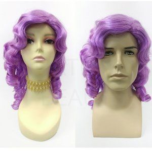 Unisex purple colonial judge baroque ringlets wig